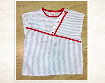 Vtg Girls Red and White Striped Top size 6X