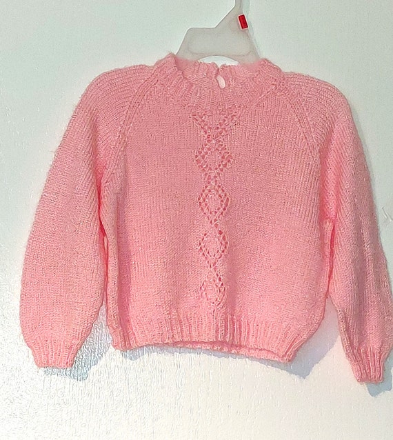 Vtg Handmade Light Knit Toddler Sweater size 2 - image 1