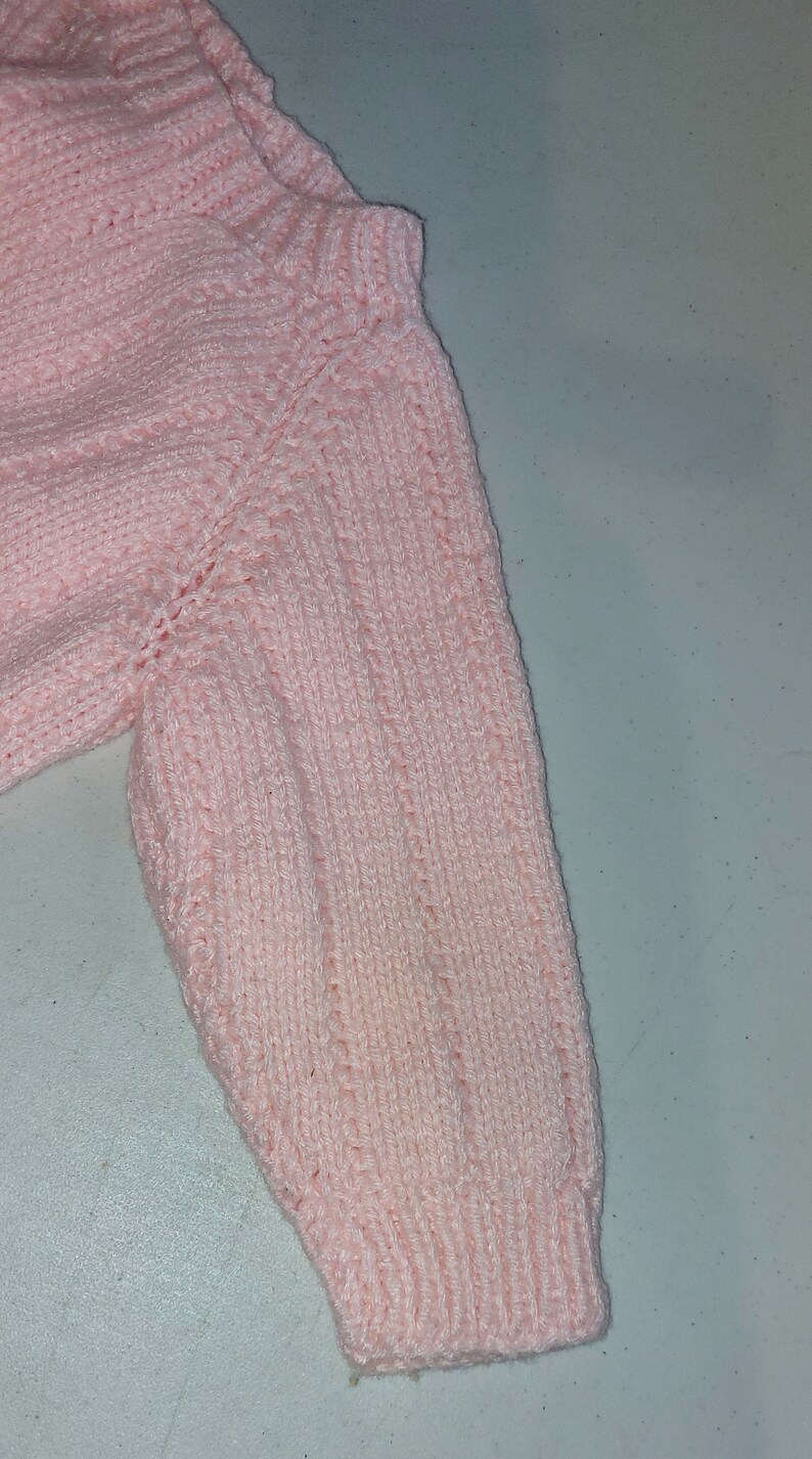 Vintage Handmade Pink Baby Sweater size 6-9 months image 3