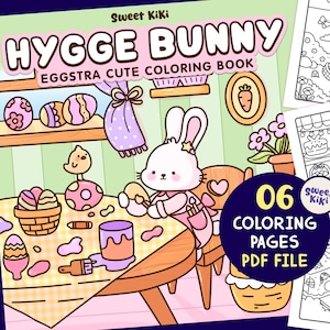 Hygge Bunny Easter Printable Coloring Pages for Kids & Adults by Sweet Kiki