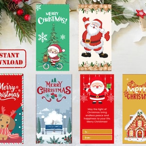 Kerstgeldcadeau-envelop Afdrukbare, bewerkbare geldenvelop, afdrukbare feestelijke feestdagen Geldhouder Sjablonen voor contante geschenken en cadeaubonnen