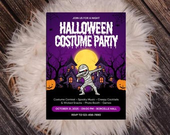 Editable Halloween Costume Party Invitation, Spooky Ghost Theme (Digital Download)