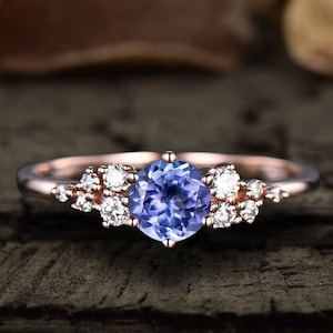 Vintage Tanzanite Ring: 14k White Gold, Snowdrift Diamond Anniversary Ring