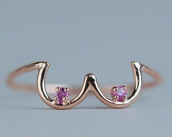 Handmade Sterling Silver Boob Ring with Ruby, Body Positive Jewelry