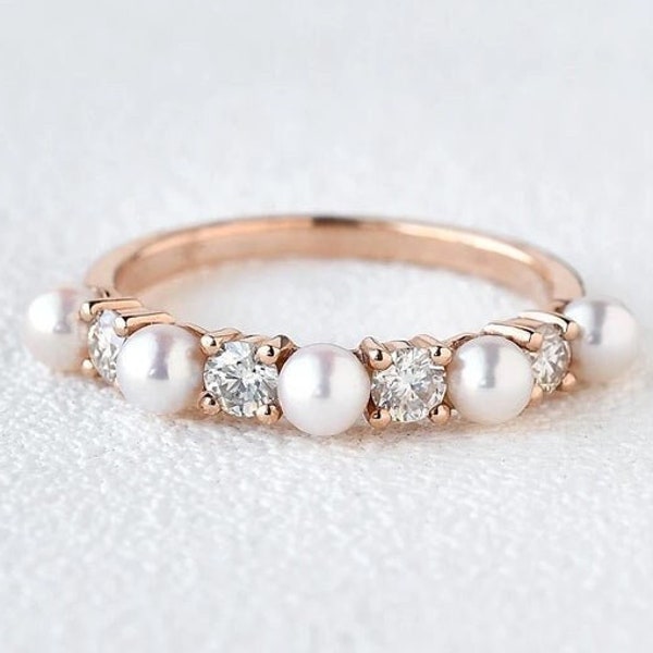 Pearl Eternity Band Etsy