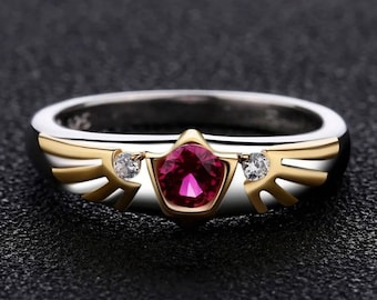 Goron's Ruby Ring: Zelda Inspired Sterling Silver Gamer Ring
