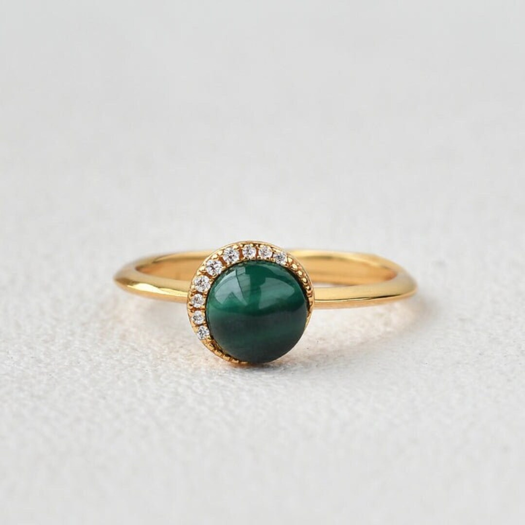 Natural Malachite Engagement Ring Malachite Stone Ring Natural