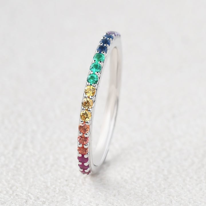 ＲＡＩＮＢＯＷ指輪 Rainbow Ring in 18K White Gold | Brilliant Earth