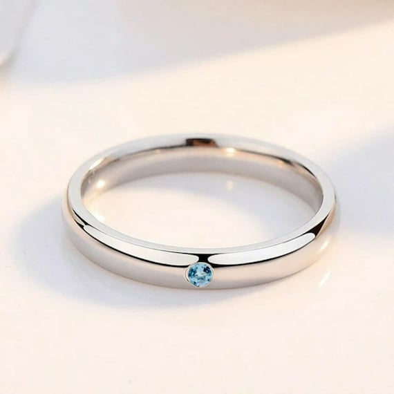 Anime Sterling Silver Promise Ring: Round Stone, Dainty Jewelry