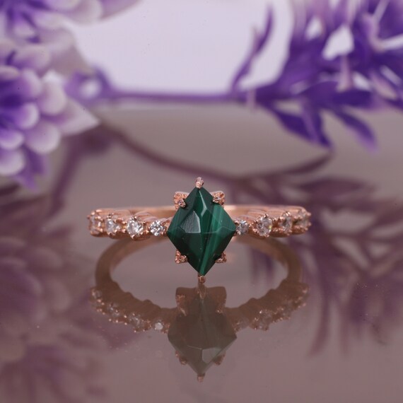 Natural Malachite Engagement Ring Malachite Stone Ring Natural Etsy