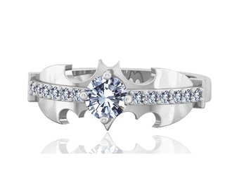 Anillo con logotipo de Batman anillo de superheroe anillo de plata de ley 925 anillo de coleccion DC de oro de piedra redonda anillo de diseno de superheroe anillo de regalo de