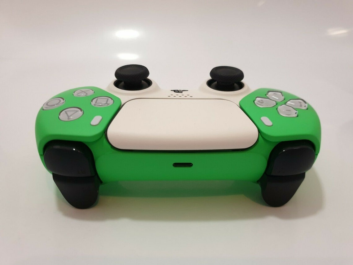 Custom Sony PS5 DualSense Controller Green & White Etsy