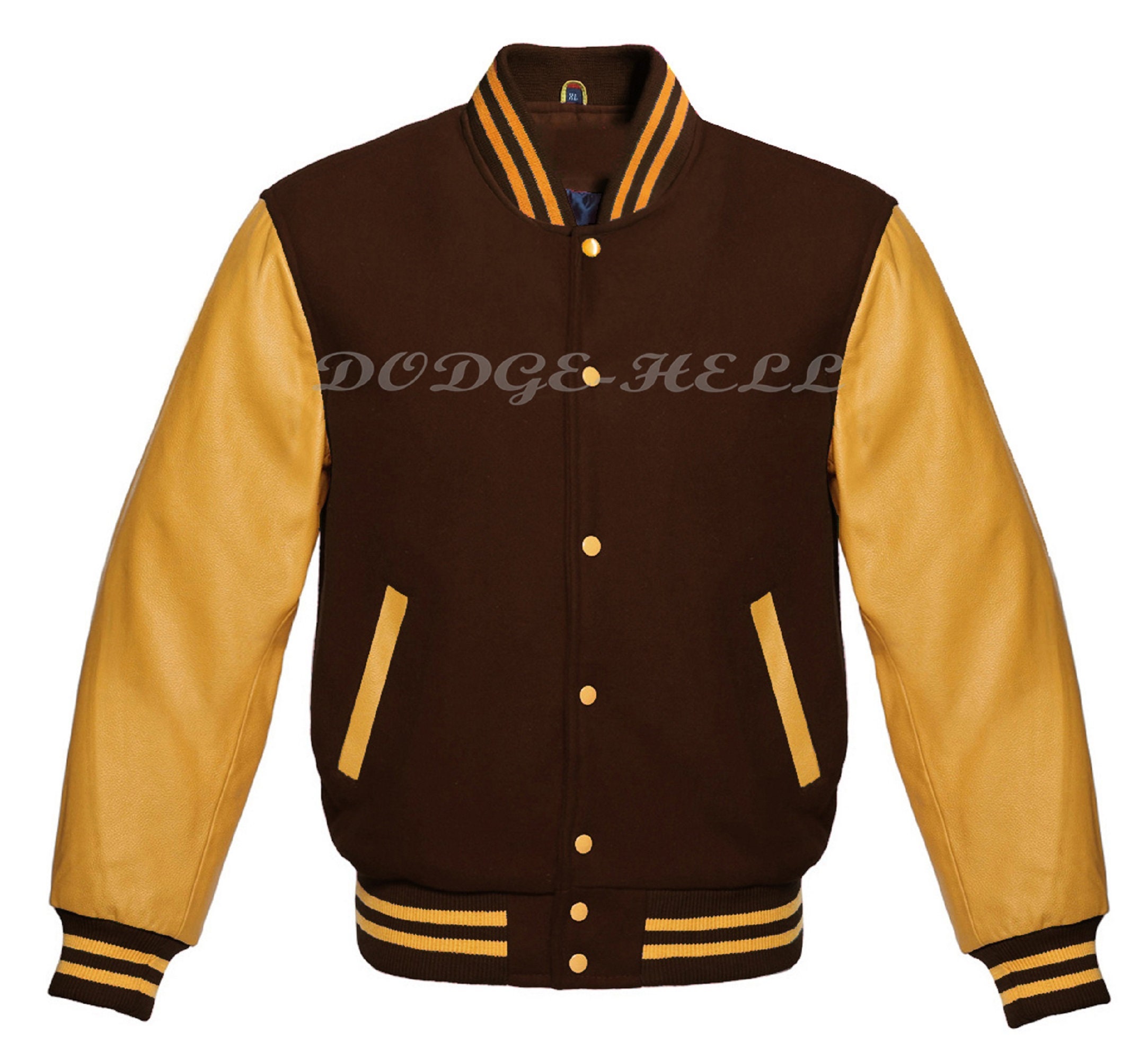 Vintage Letterman Varsity Jacket Brown wool with Golden Etsy