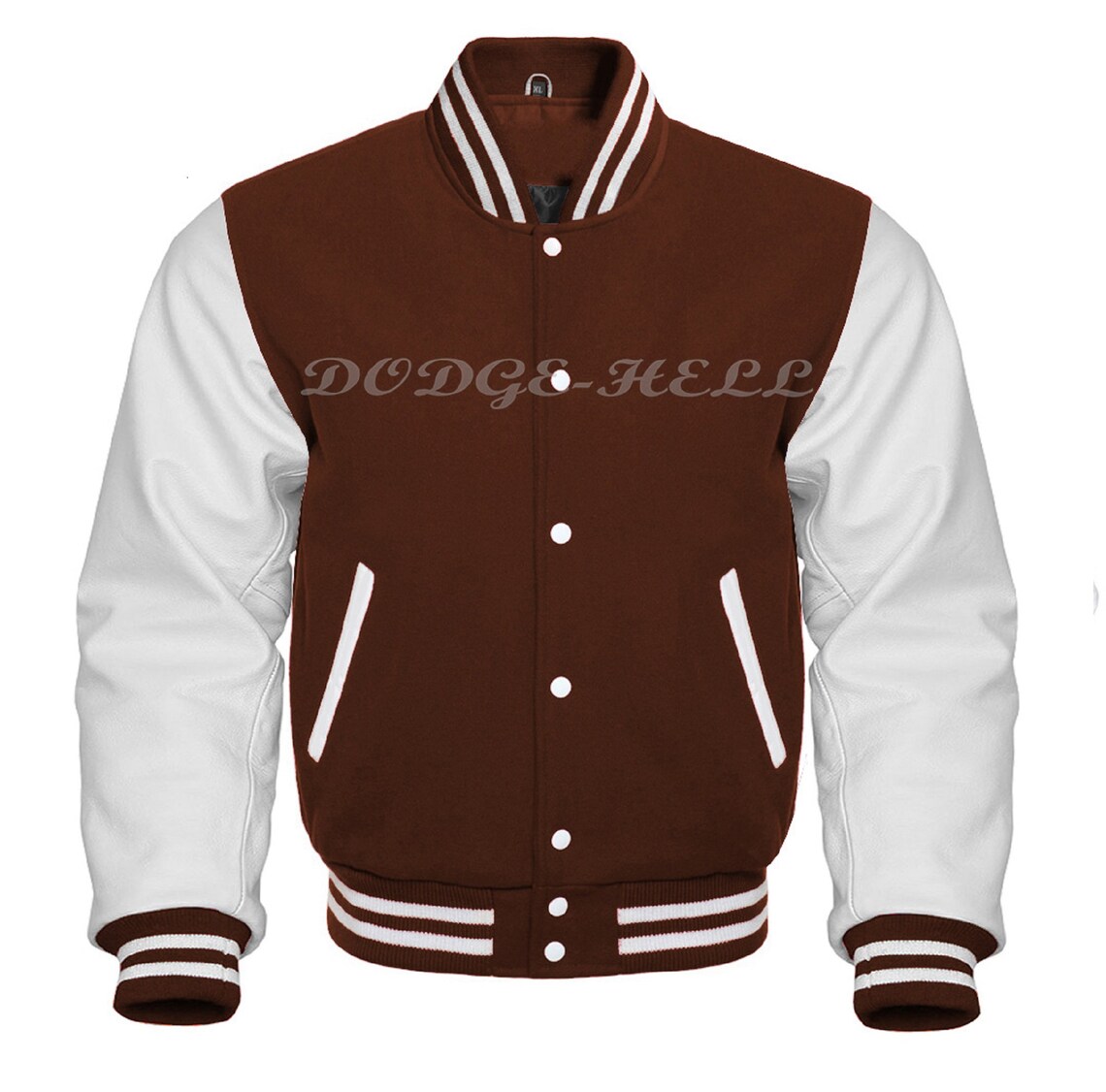 Vintage Letterman Varsity Jacket Brown wool with White leather Etsy