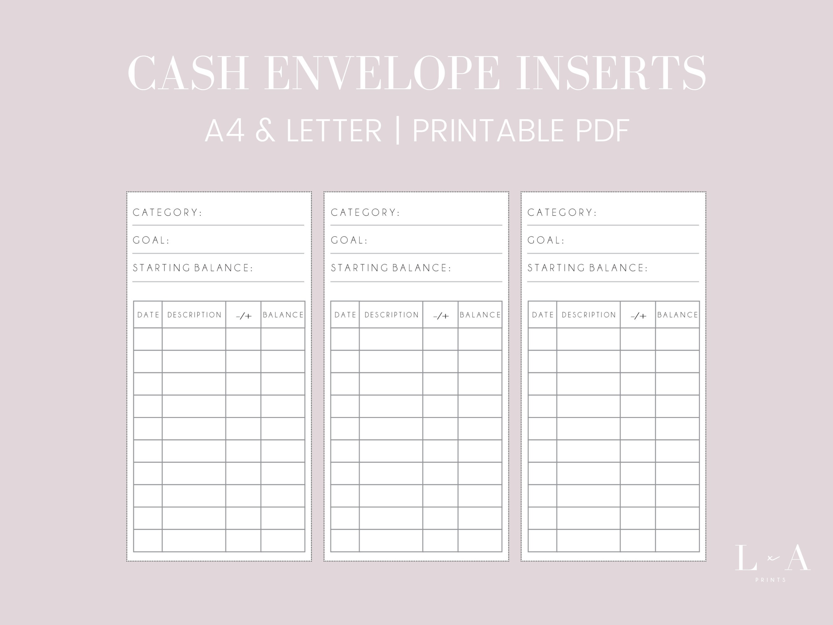 Cash Envelope Inserts | A4, Letter PDF | Printable Inserts | Expense …