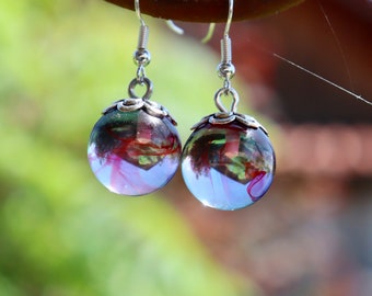 Epoxy resin hanging earrings