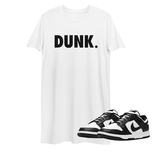 Dunk High/Low Panda Shoe Release Matching T-shirt Dress Black Letters