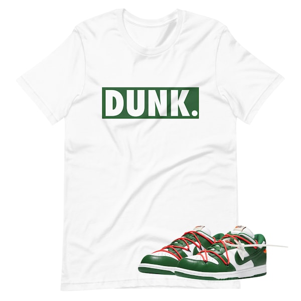 Dunk Low Off-White Pine Green Shoe Release Bijpassend T-shirt Groen Bogo