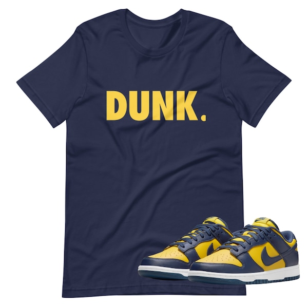 Dunk High/Low Michigan Yellow and Navy Blue Shoe Release Matching T-shirt Yellow Letters