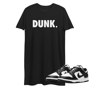 Dunk High/Low Panda Shoe Release Matching T-shirt Dress White Letter