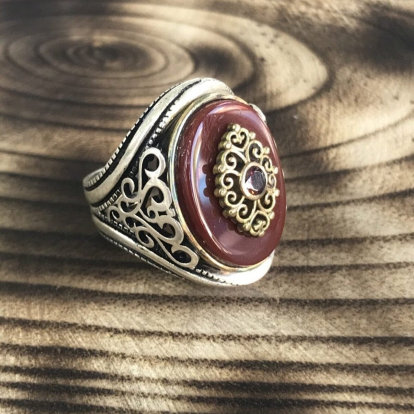 Dainty Silver Turkish Flag Rings For ManFathers Day Gifts Etsy