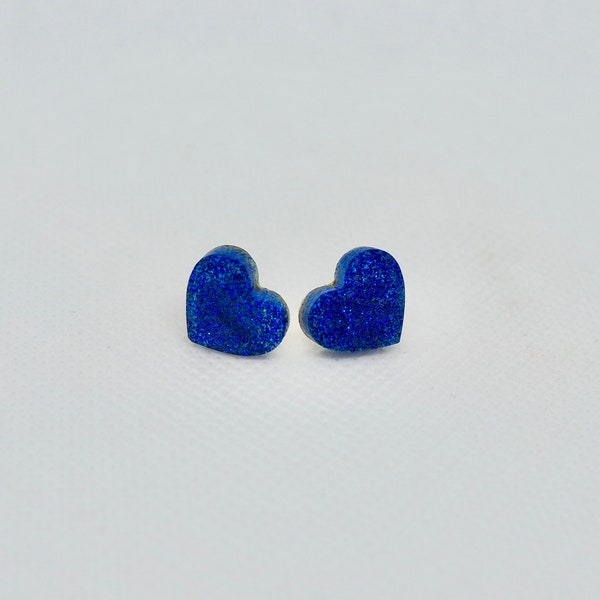 Small Blue Heart Stud Earrings!