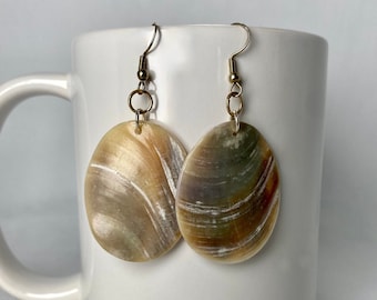 Oval-Shaped Shell Earrings