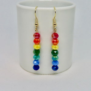 Sparkly Rainbow Beaded Drop Earrings