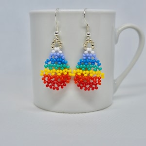 Rainbow Hand-Woven Beaded Earrings!