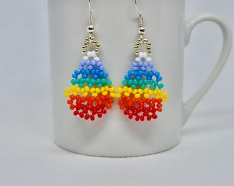 Rainbow Hand-Woven Beaded Earrings!