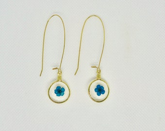 Blue Flower Drop Earrings