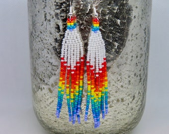 Rainbow Beaded Ombre Earrings