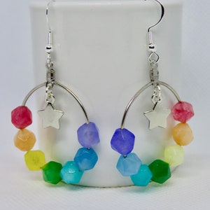 Rainbow Quartz Beaded Earrings with Stars