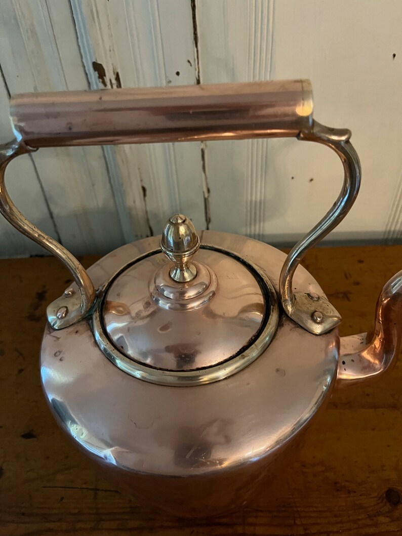 Antique French Copper Tea Kettle Etsy