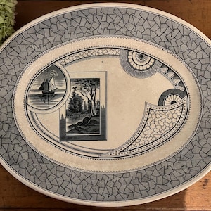 Antique 19th C. Old Hall Earthenware Co. Excelsior Transfer Ware Platter