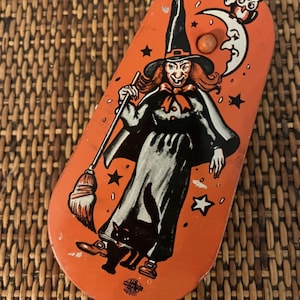 Vintage 1950&quot;s Halloween Themed Noise Maker, Whitch and Black Cat