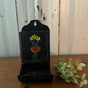 Vintage Hand Painted Toleware Match Holder