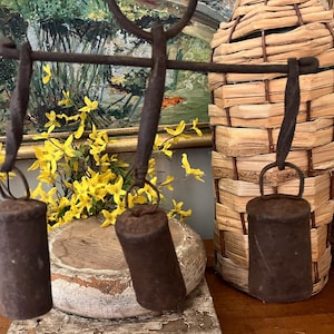Vintage Hand Forged Metal 3 Bell Chimes