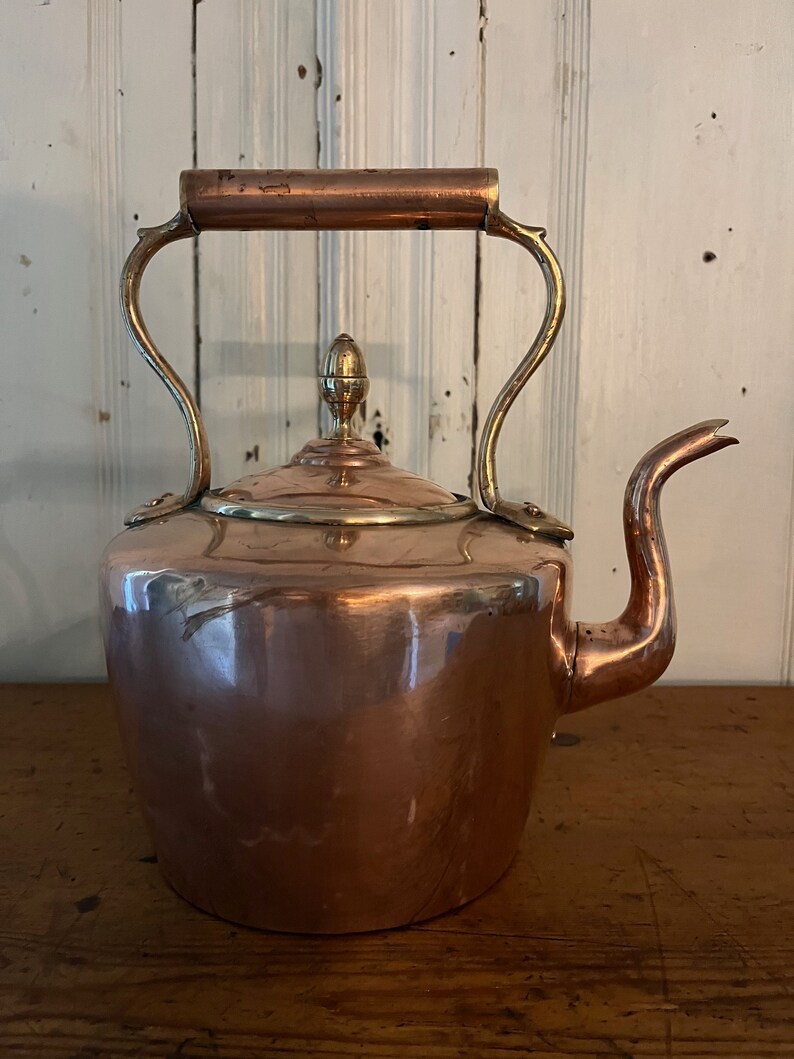 Antique French Copper Tea Kettle Etsy