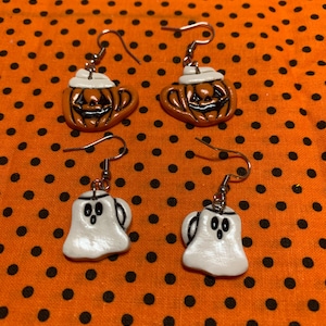 Spooky coffee earrings