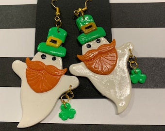 St Battys Day Leprechaun Ghosts Earrings