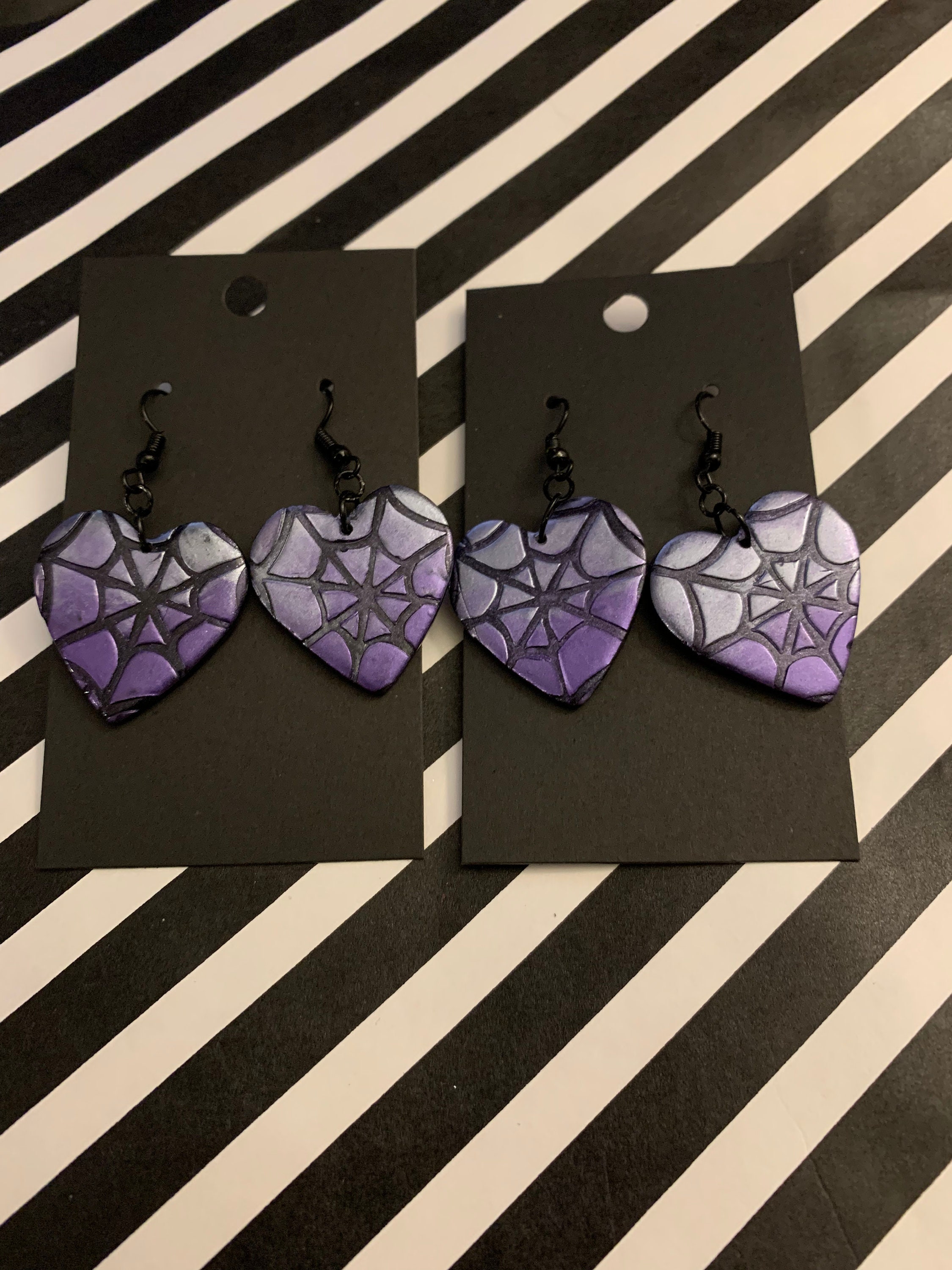 Spider Web Heart Valloween Earrings Australia