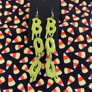 Halloween Slime green boo earrings