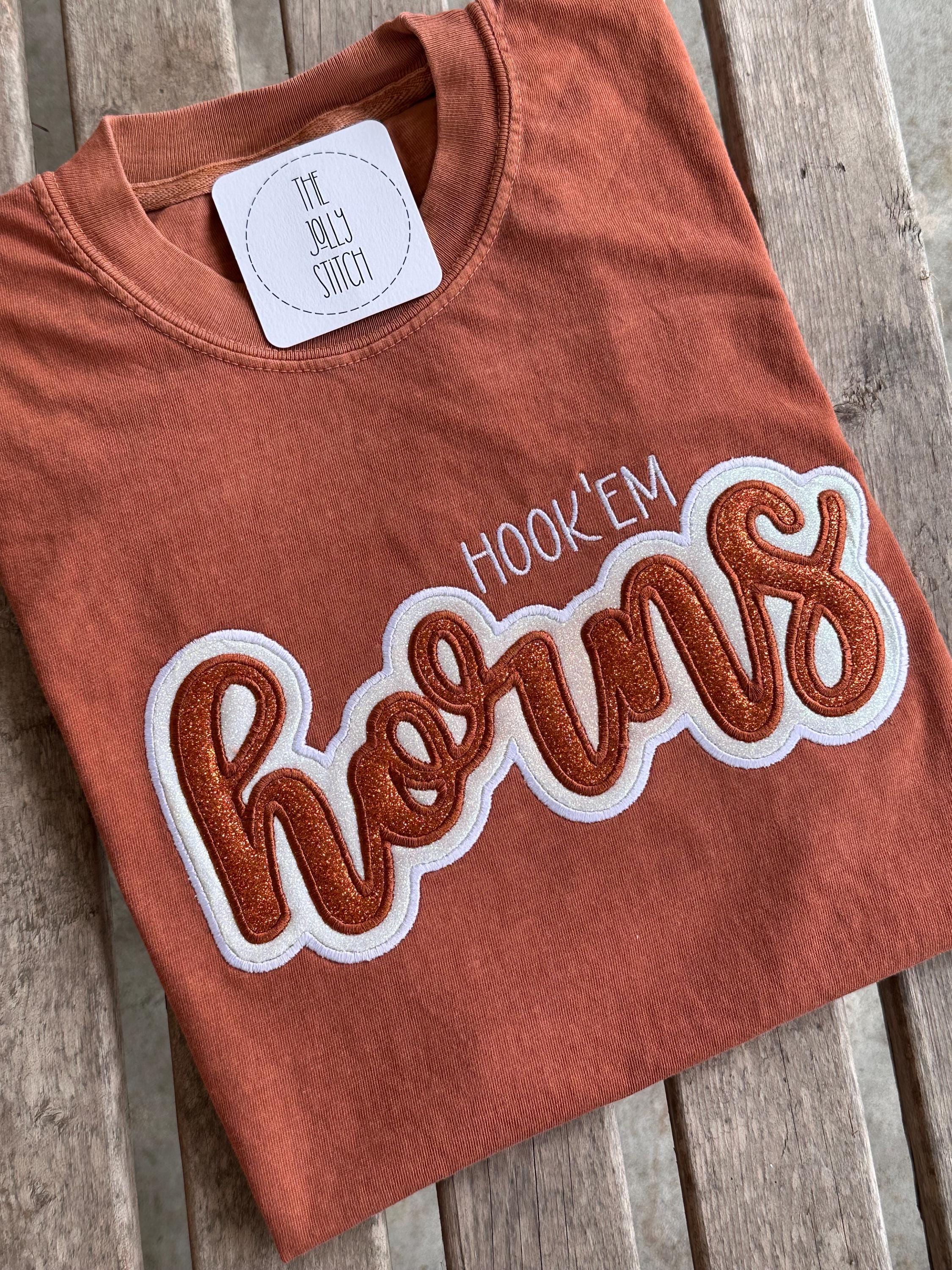 Ut Merch UT Longhorns Embroidered Vinyl Glitter Game Day Shirt - University of ...