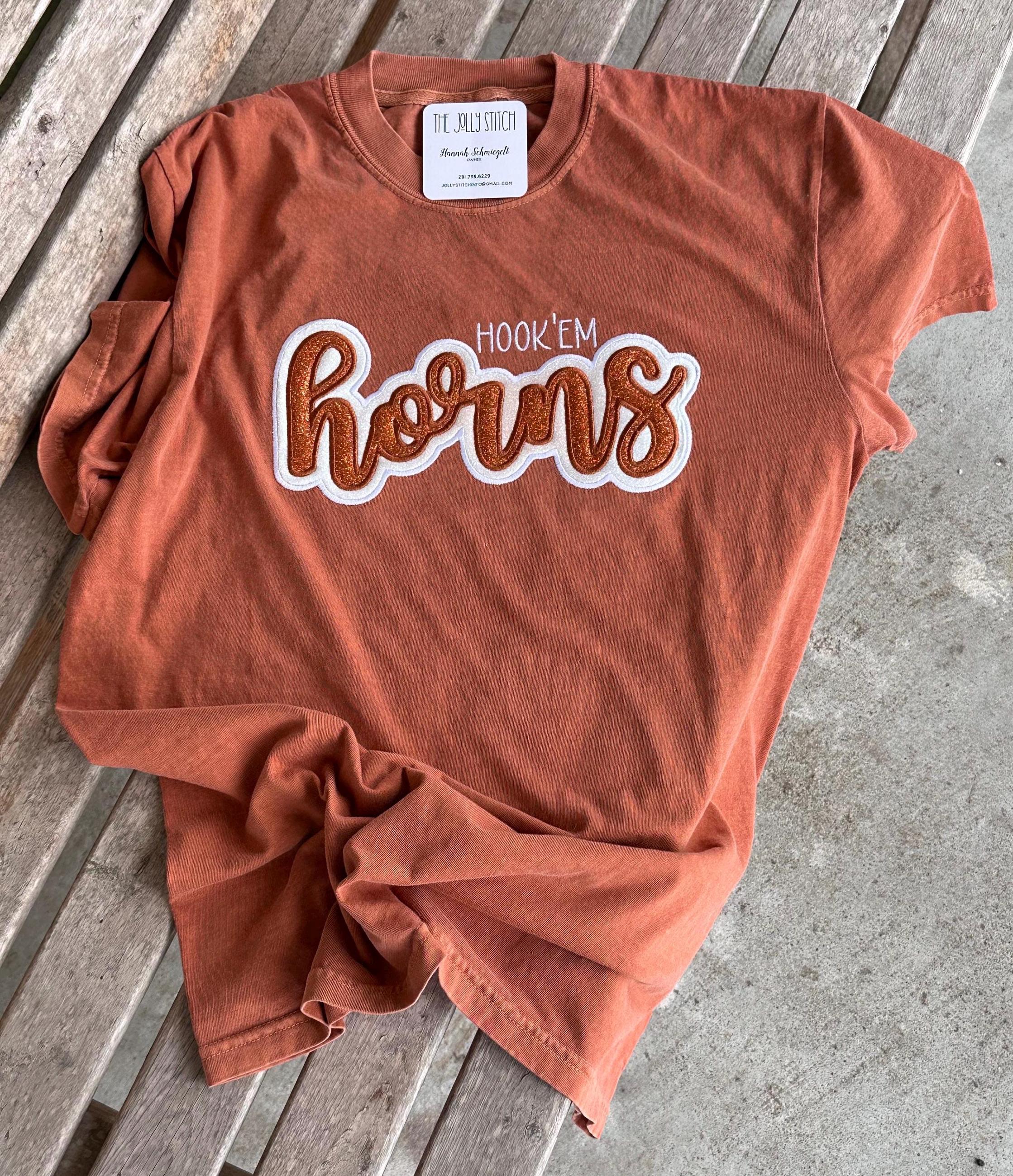 Ut Merch UT Longhorns Embroidered Vinyl Glitter Game Day Shirt - University of ...