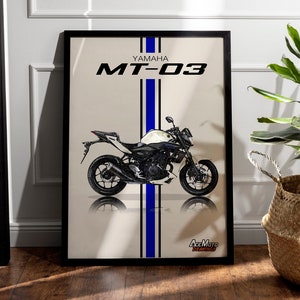 Yamaha MT-03 2016 | Motorcycle Poster, Bike Wall Art Decor - Gift for Yamaha Rider- Drawing