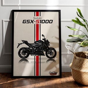 Suzuki GSXS 1000 2018 | Motorcycle Poster, Bike Wall Art Decor - Gift for Lovers Suzuki Rider Present Drawing GSX-S 1000Z