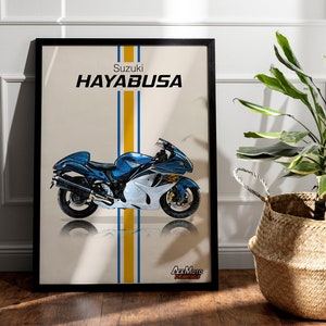 Suzuki Hayabusa 2015 | Motorcycle Poster, Bike Wall Art Decor - Gift for Lovers Suzuki Rider Present Drawing GSX1300R