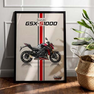 Suzuki GSXS 1000 2016 | Motorcycle Poster, Bike Wall Art Decor - Gift for Lovers Suzuki Rider Present Drawing GSX-S 1000