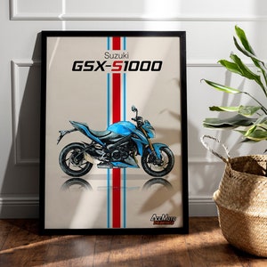 Suzuki GSXS 1000 2015 | Motorcycle Poster, Bike Wall Art Decor - Gift for Lovers Suzuki Rider Present Drawing GSX-S 1000